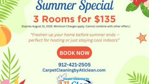 Take advantage of our Summer Carpet Cleaning Special — get 3 rooms cleaned for just $135!